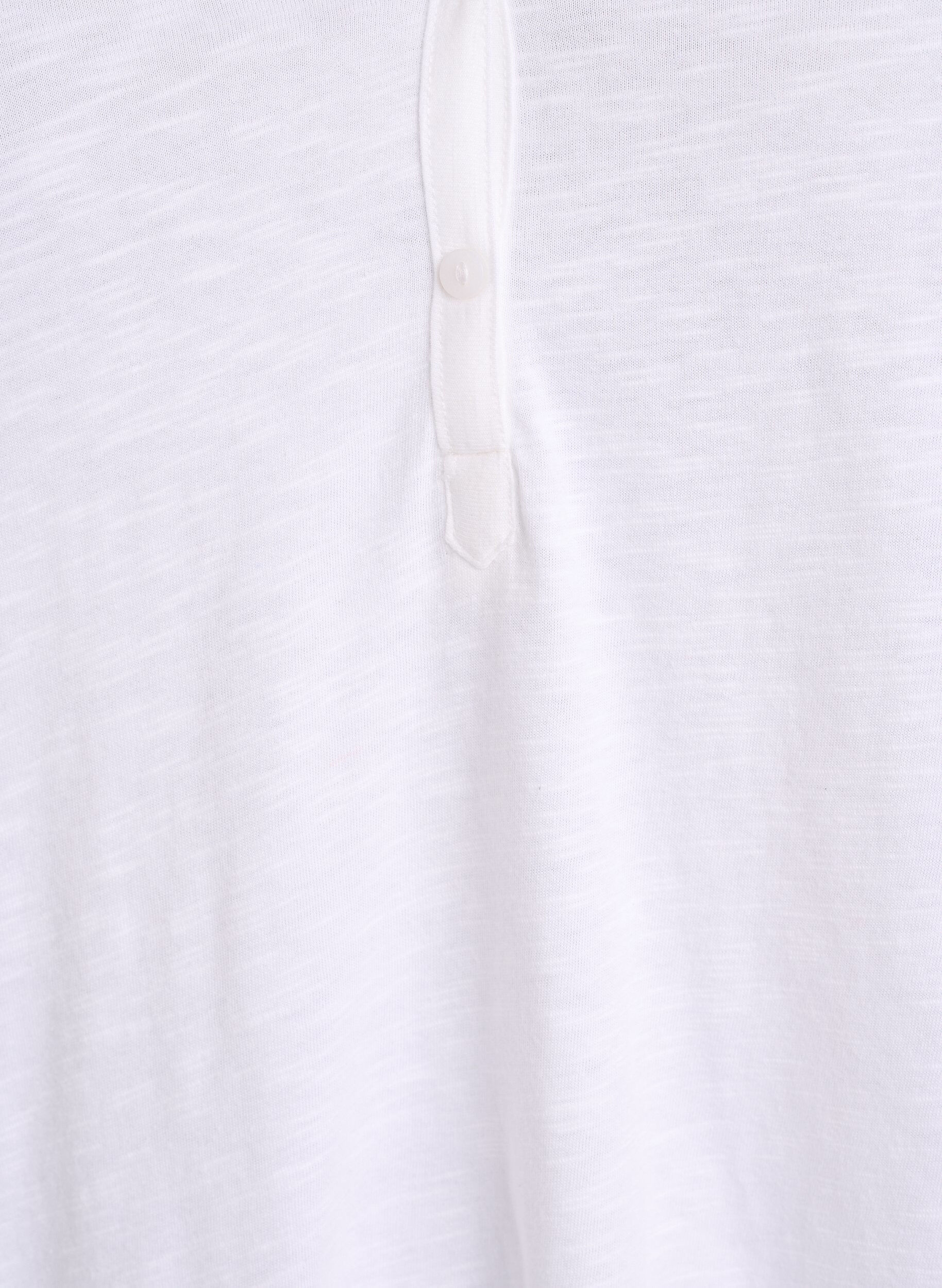 ZizziLang&aelig;rmet t-shirt med V-hals og knapper, Hvid, Packshot image number 2