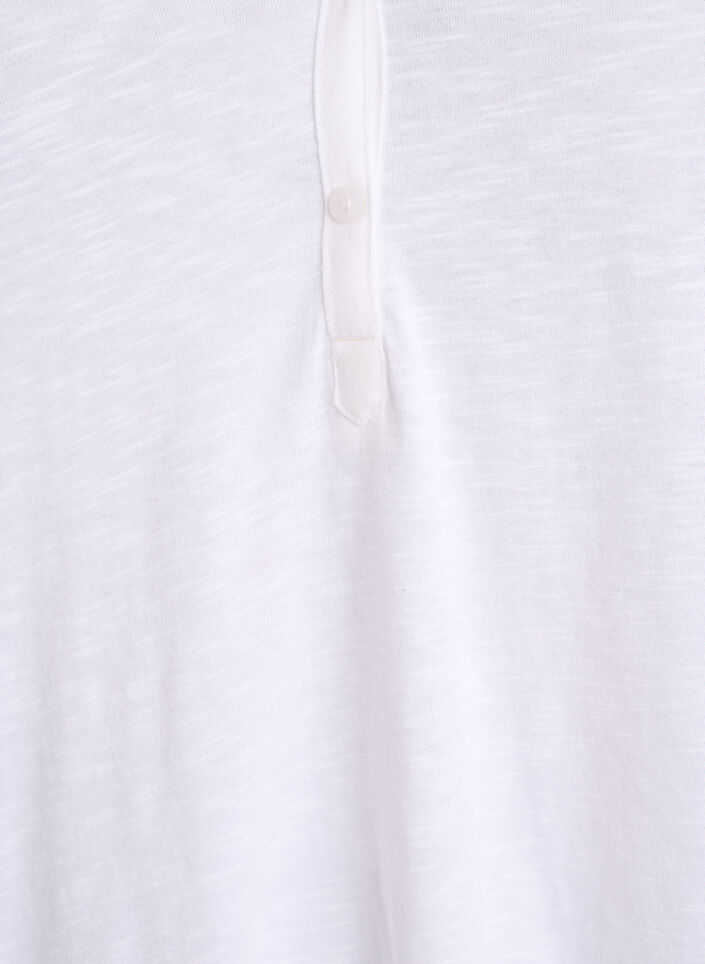 Lang&aelig;rmet t-shirt med V-hals og knapper, Hvid, Packshot image number 2