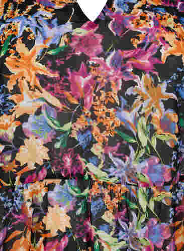 FLASH - Printet tunika med 3/4 ærmer, Orange Pink Flower , Packshot image number 2