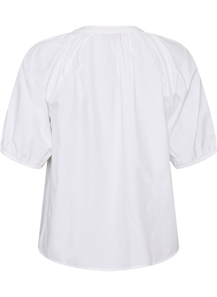 Skjortebluse med knaplukning og bindeb&aring;nd, Hvid, Packshot image number 1