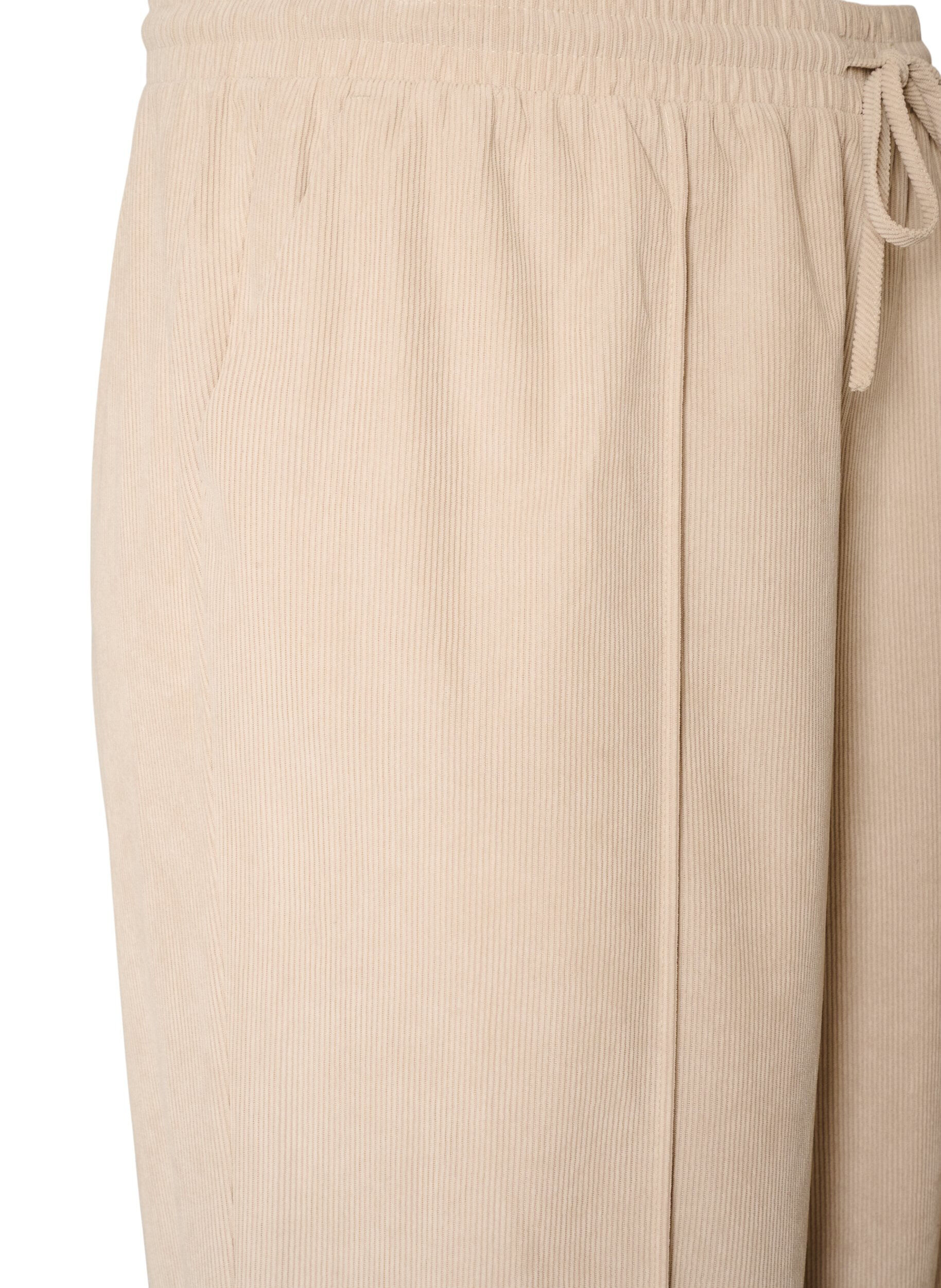 ZizziFl&oslash;jlsbukser med vide ben og h&oslash;j talje, Beige, Packshot image number 2