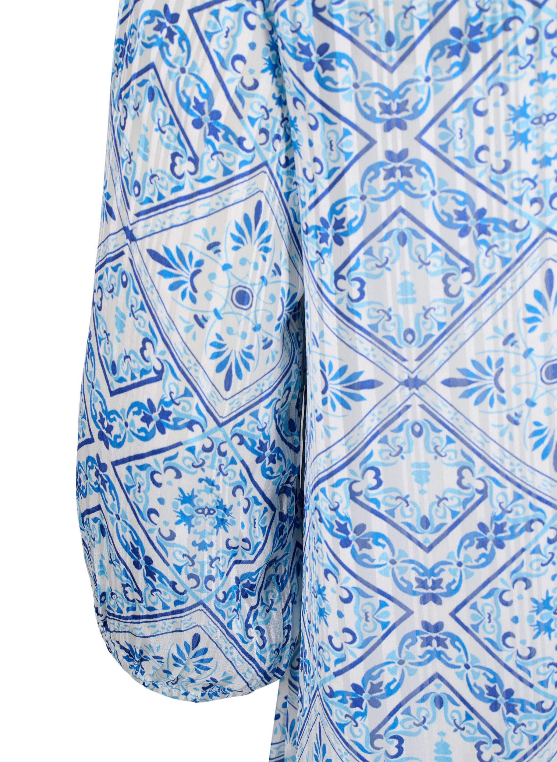 Zizzi Printet kjole med v-hals og 3/4 &aelig;rmer, Birch Graphic AOP, Packshot image number 3