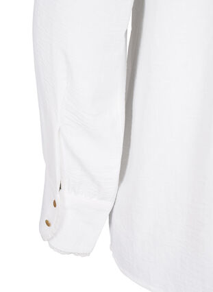Langærmet bluse med tekstur, Bright White, Packshot image number 3