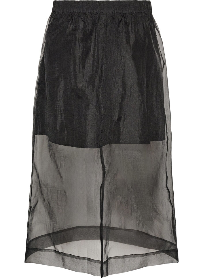 Lang nederdel i organza-look, Sort, Packshot image number 1