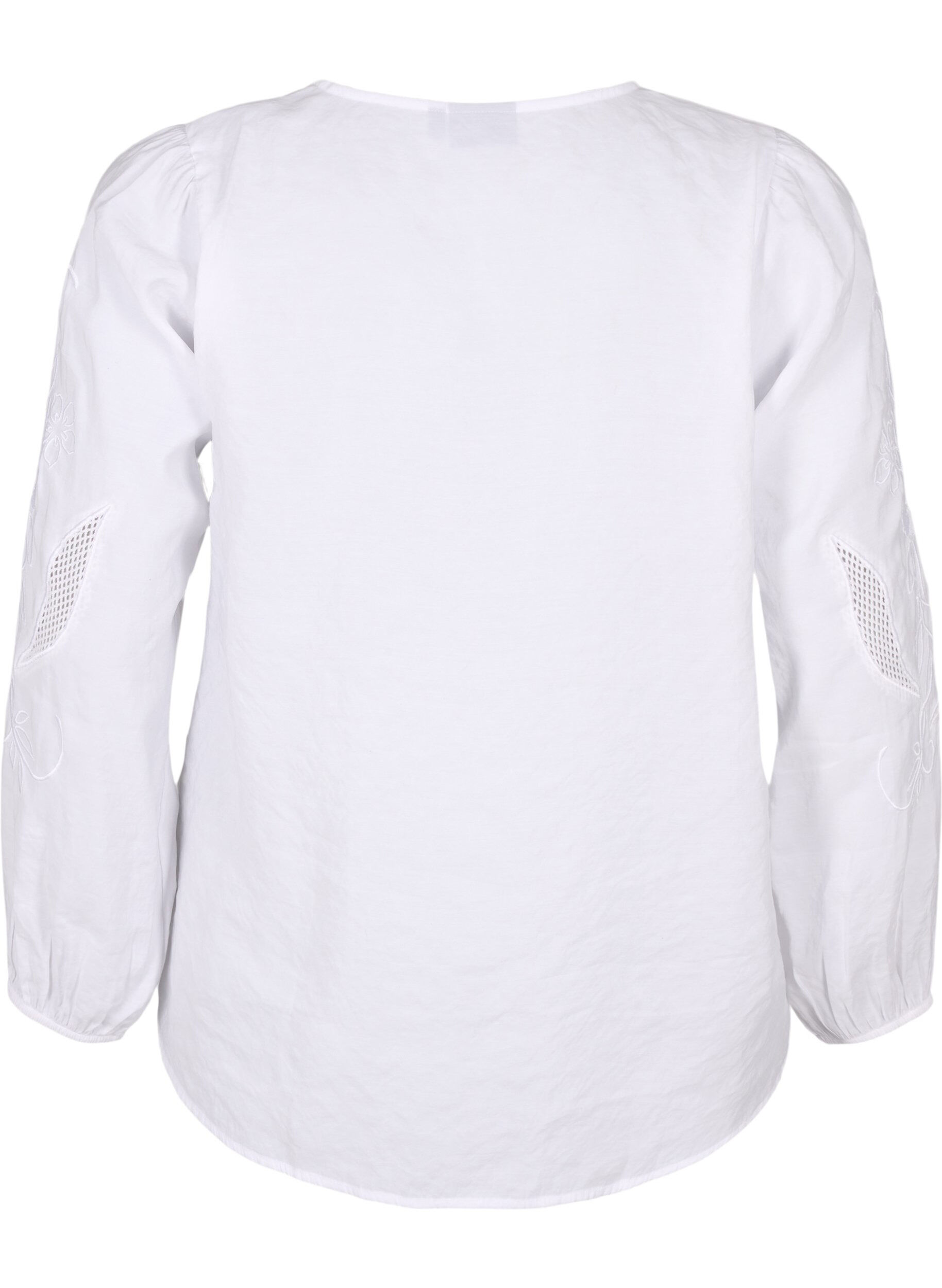 Zizzi Bluse i TENCEL&trade; Modal med broderidetaljer, Bright White, Packshot image number 1