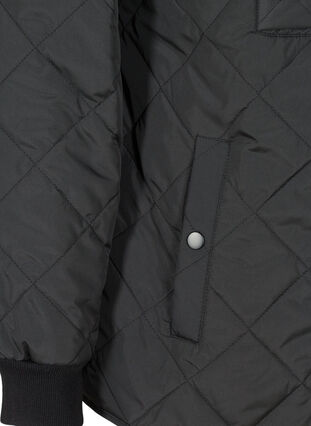 Quiltet termo anorak med hætte og lomme, Black, Packshot image number 3