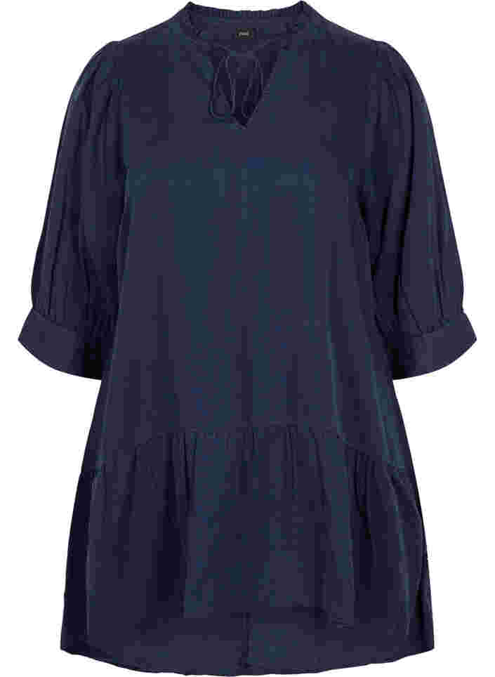 Kjole med 3/4 ærmer, Navy Blazer, Packshot image number 0