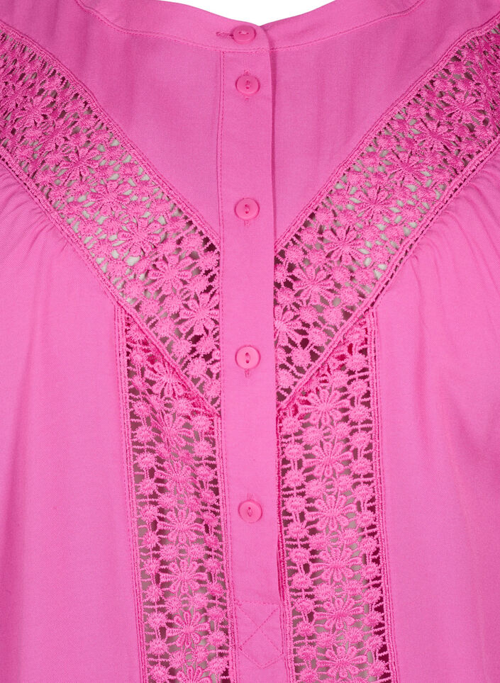 Viskose bluse med blondebånd, Raspberry Rose, Packshot image number 2