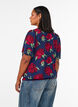 Viskosebluse med blomsterprint og ballonform, Bl&aring;, Model image number 2