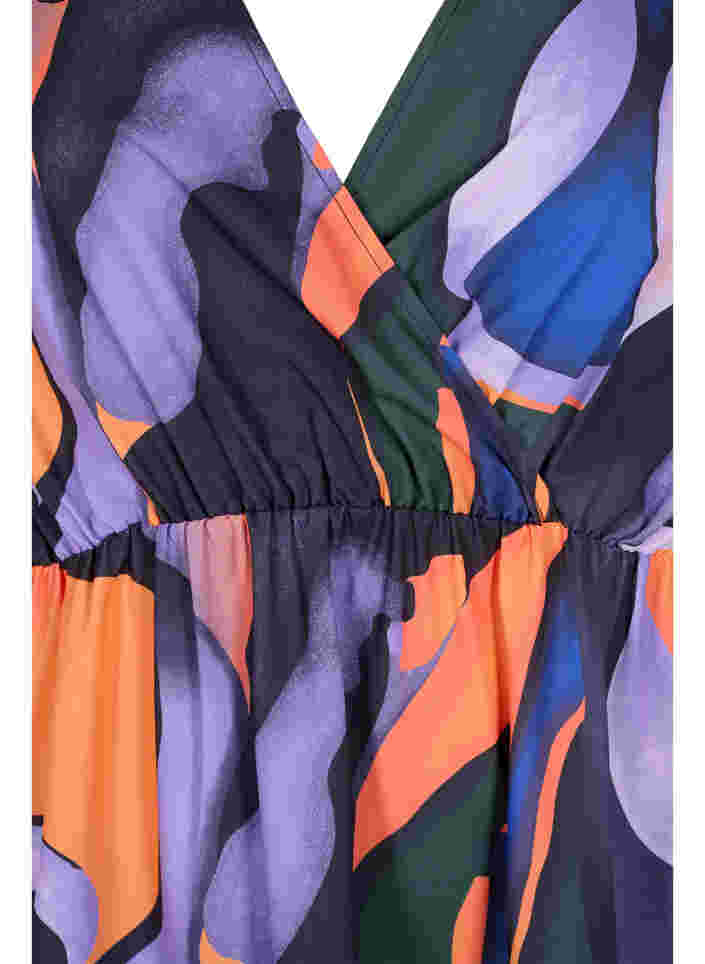 Printet bluse med wrap-look og 3/4 ærmer, Big Scale Print, Packshot image number 2