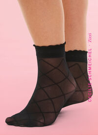 2-pak ankelstrømper i nylon med glitter og mønster, Black, Model