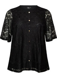Blondebluse med dekorative knapper, Sort