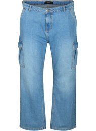 Løstsiddende jeans med cargolommer, Light blue