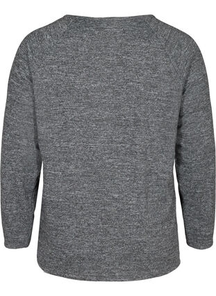 Meleret bluse med lynlås detalje, Dark Grey Melange, Packshot image number 1