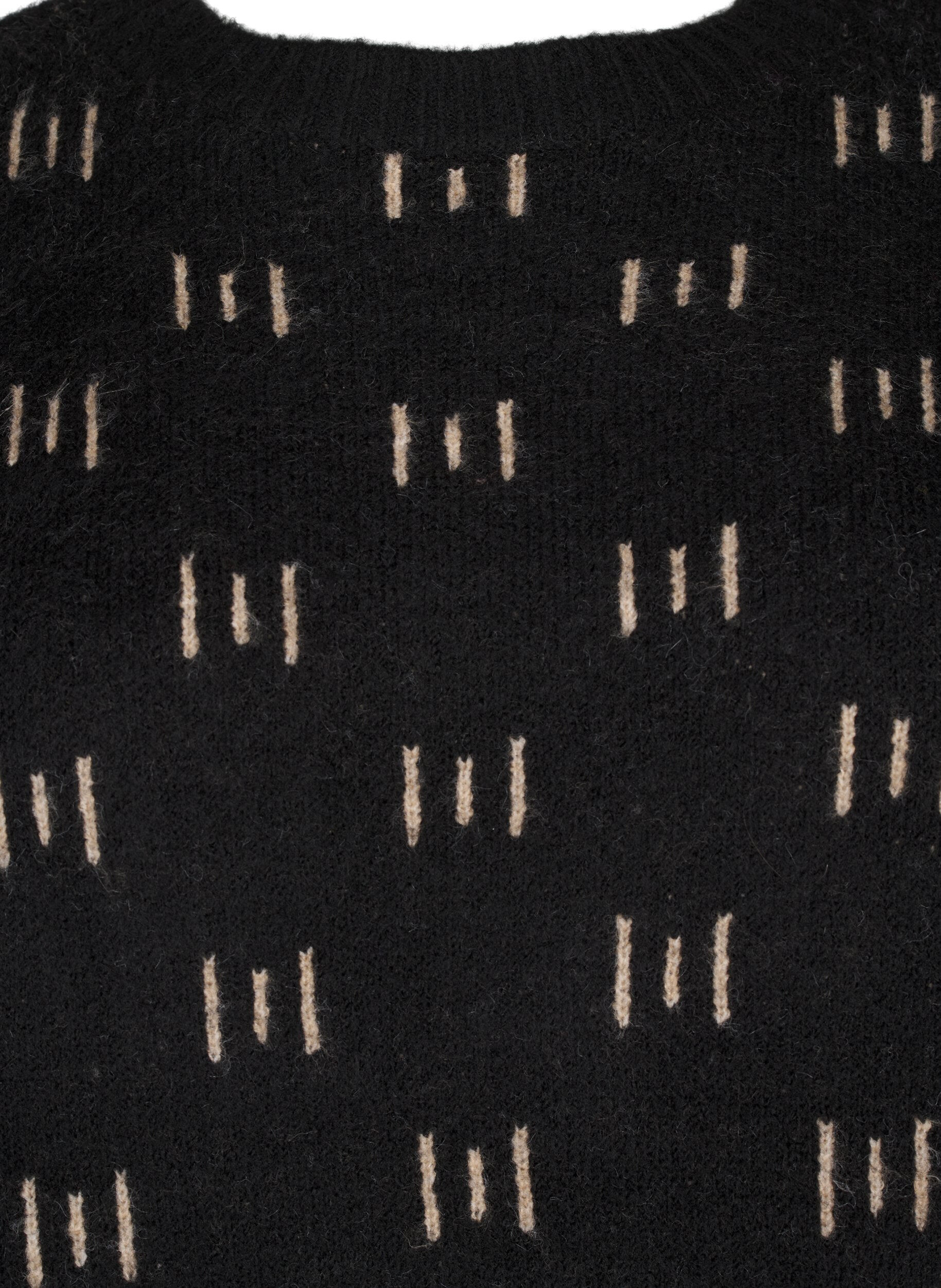 Zizzi M&oslash;nstret strikbluse, Black Mel. Nomad, Packshot image number 2