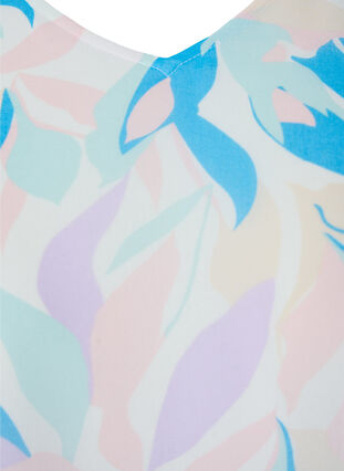Blomstret bluse med lange ærmer og v-hals, White/Pastel Leaf, Packshot image number 2