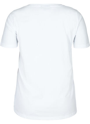 Kortærmet bomulds t-shirt med tryk , Bright White, Packshot image number 1