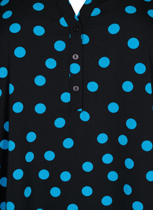 Prikket bluse med 3/4 ærmer , Black Blue Dot, Packshot image number 2