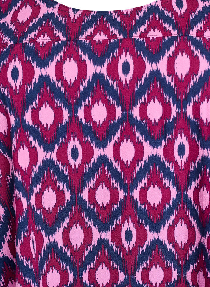 Kort bomuldskjole med 3/4-ærmer og lommer, Lyserød, Packshot image number 2