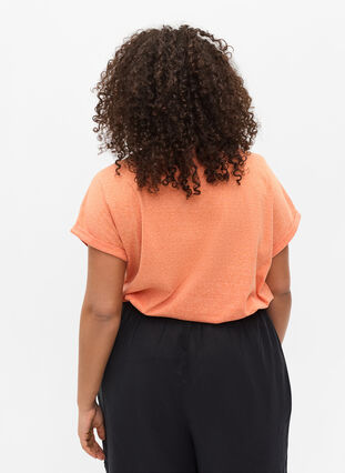 Meleret bomulds t-shirt, Amberglow Melange, Model image number 1