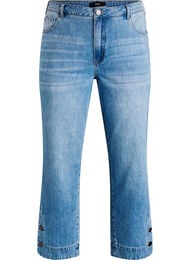 Cropped Kiana jeans med straight fit og knapdetaljer, Bl&aring;