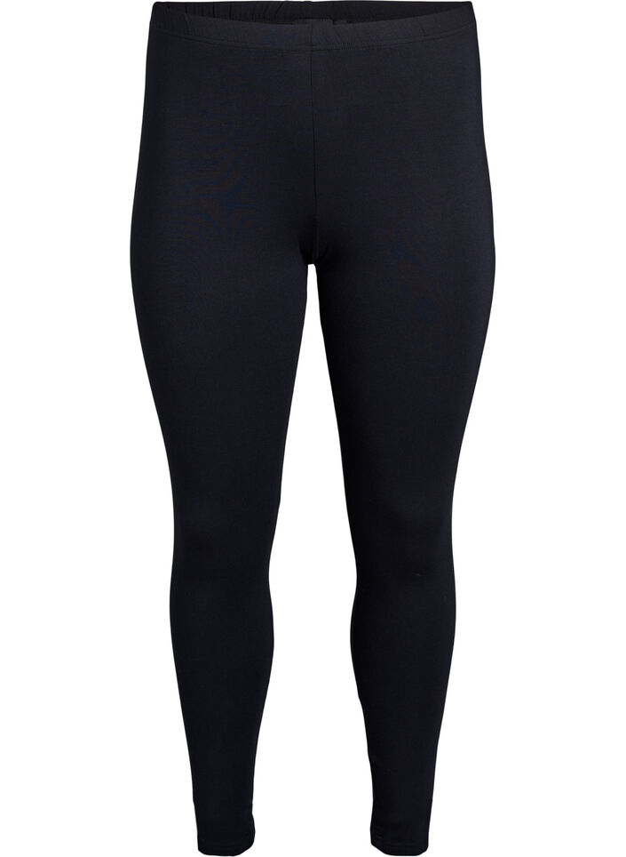 Ankellange leggings i viskose, Sort, Packshot image number 0