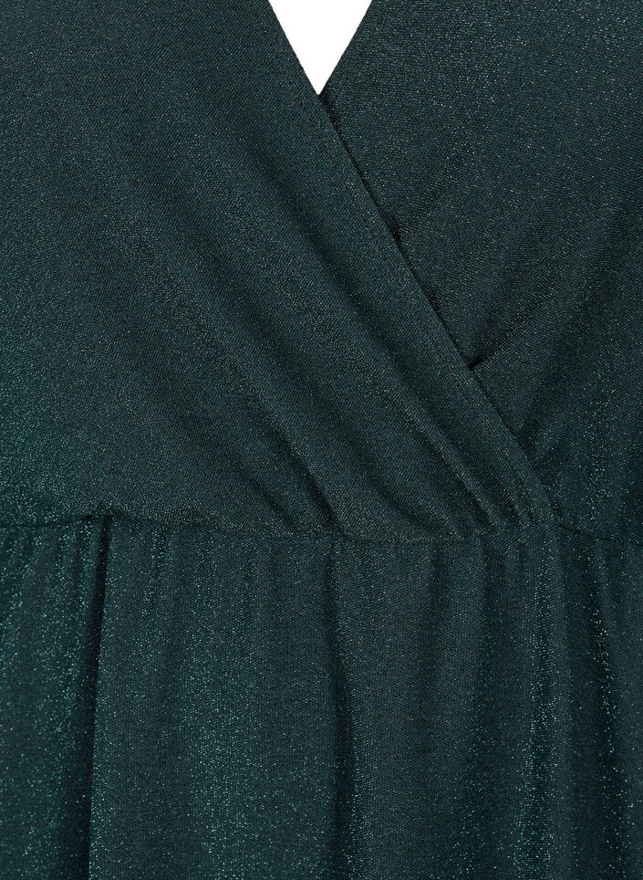 Glitterkjole med wraplook og lange ærmer, Black Scarab, Packshot image number 2