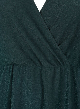 Glitterkjole med wraplook og lange ærmer, Black Scarab, Packshot image number 2