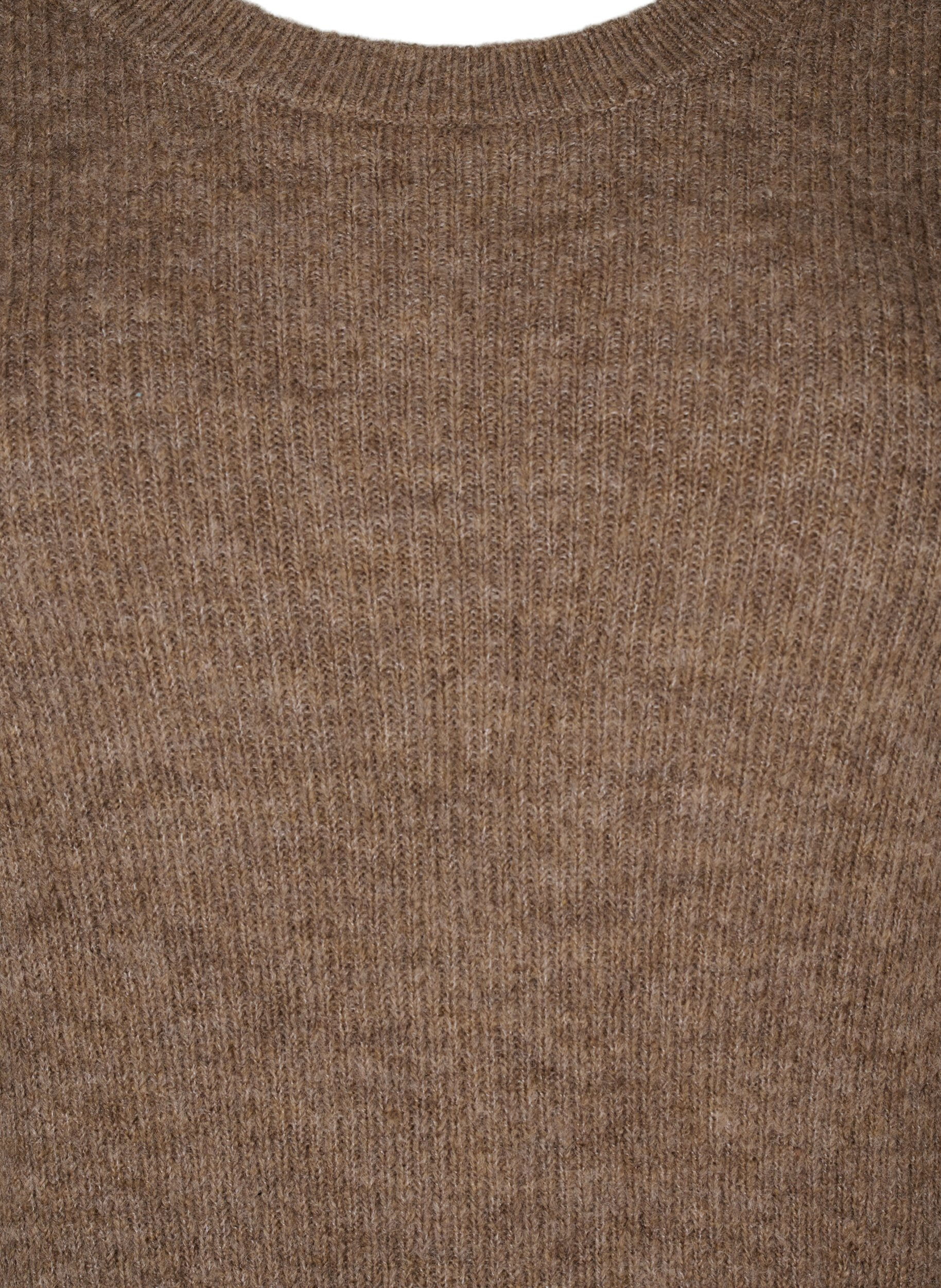 Zizzi Lang&aelig;rmet ribstrikket kjole, Caribou Mel., Packshot image number 2