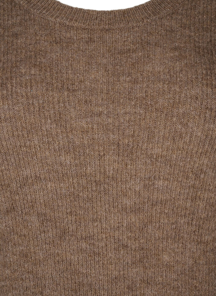 Langærmet ribstrikket kjole, Caribou Mel., Packshot image number 2