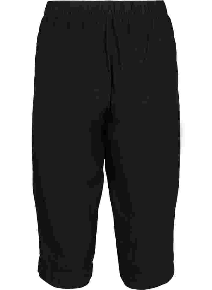 Løse culotte bukser i bomuld, Black, Packshot image number 1