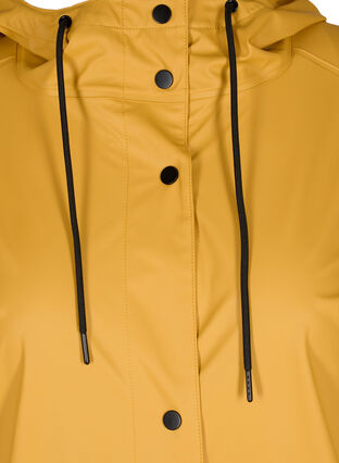 Regnjakke med hætte og knaplukning, Spruce Yellow, Packshot image number 2