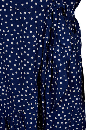 Wrapkjole med prikker og korte ærmer, Navy Blazer Dot AOP, Packshot image number 3