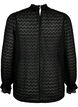 Langærmet bluse med mønstret tekstur, Black, Packshot image number 1