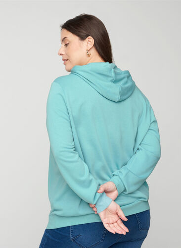 Sweatshirt med hætte og lomme, Cameo Blue, Model image number 1