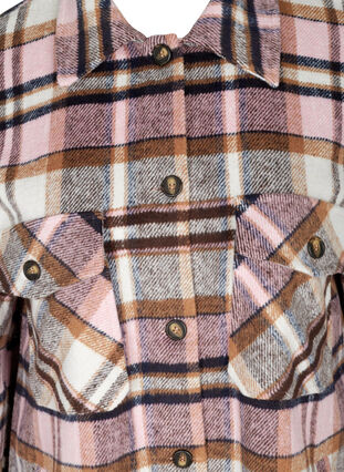 Ternet skjortejakke med brystlommer, Pink Check, Packshot image number 2