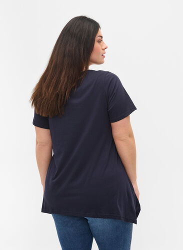 Kortærmet bomulds t-shirt med a-form, Night Sky Silv Heart, Model image number 1