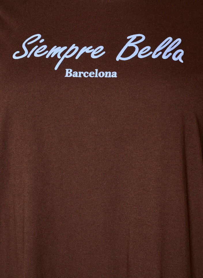 T-shirt i &oslash;kologisk bomuld med print, Brun, Packshot image number 2