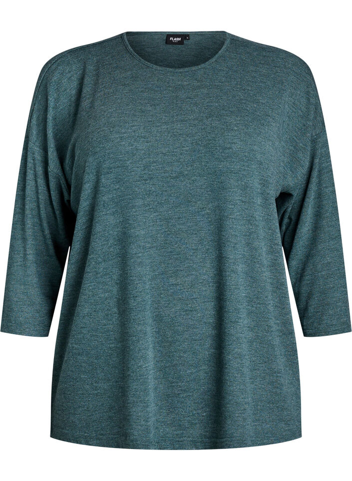 Jerseybluse med 3/4 &aelig;rmer, Gr&oslash;n, Packshot image number 0