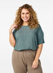 Kort&aelig;rmet v&aelig;vet bluse med rund hals, Gr&oslash;n, Model image number 0