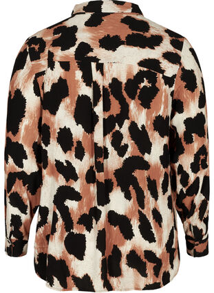 Viskose skjorte med leopard print, Black AOP, Packshot image number 1