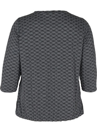 Bluse i struktureret mønster med 3/4 ærmer, Black, Packshot image number 1