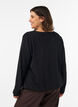 Bluse med ballonform og V-udsk&aelig;ring, Sort, Model image number 2