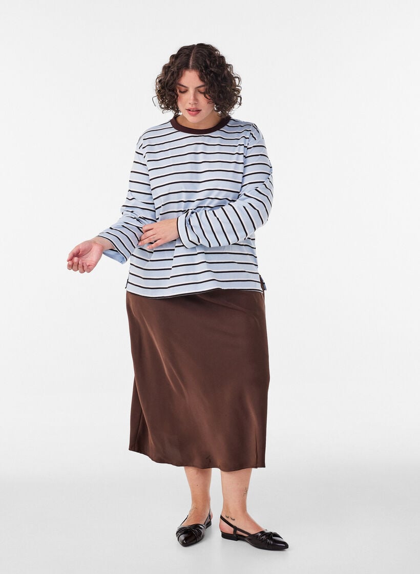 Basis t-shirt med lange &aelig;rmer, Bl&aring;, Model image number 1