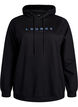 Sweatshirt med h&aelig;tte og print, Sort, Packshot image number 0