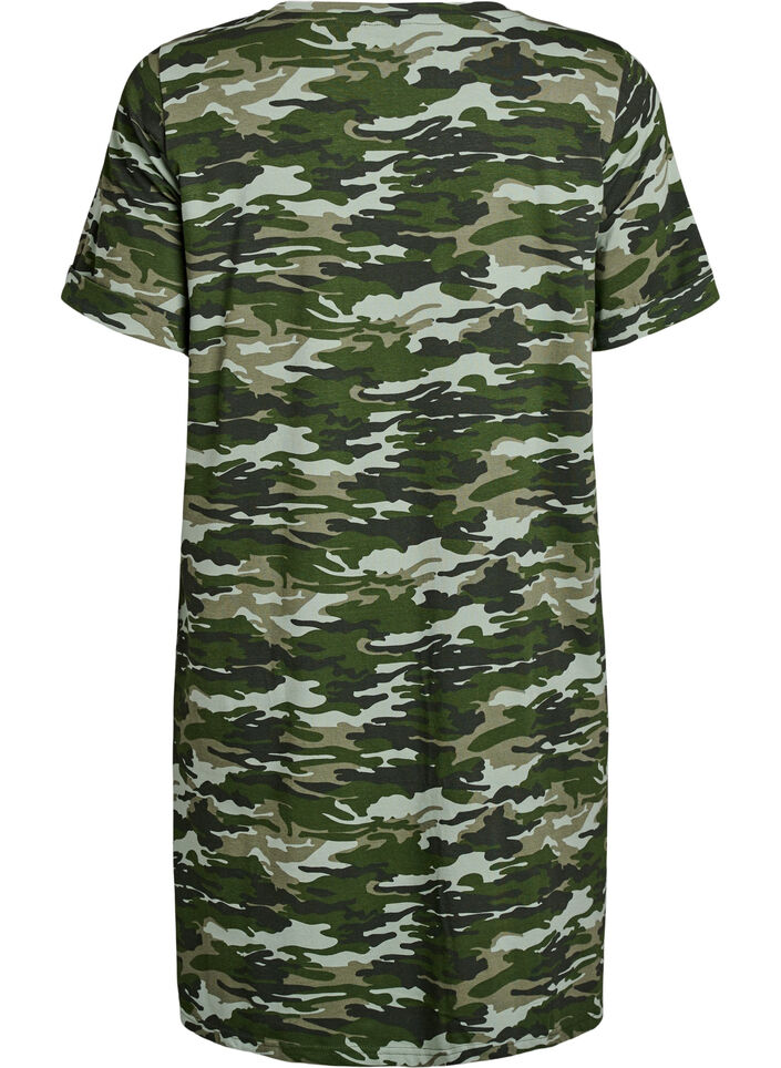 Kort t-shirtkjole i bomuldsjersey, Grøn, Packshot image number 1