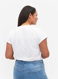 Kortærmet t-shirt i bomuldsblanding, Bright White, Model