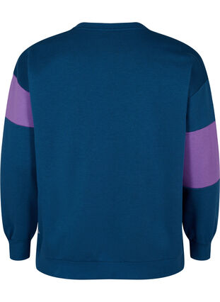 Sweatshirt med sporty print, Blue Wing Teal Comb, Packshot image number 1