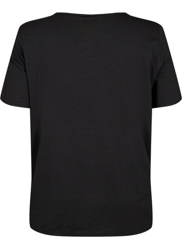 T-shirt med v-udskæring og krydsdetalje, Black, Packshot image number 1