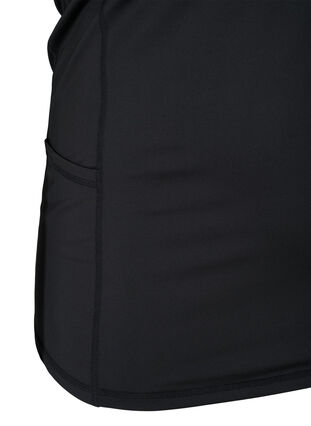 Tætsiddende træningstop med lommer, Black, Packshot image number 3